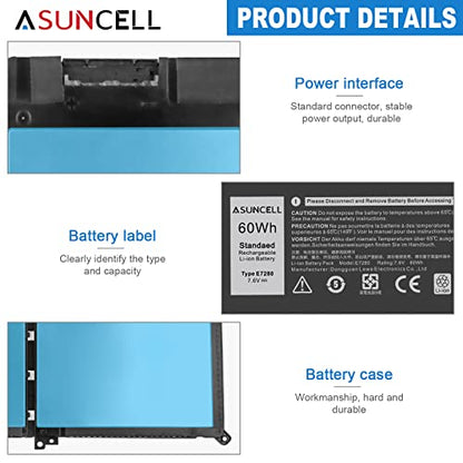 ASUNCELL F3YGT 60Wh 7480 Laptop Battery for Dell Latitude 7490 7390 7280 7290 7380 E7490 12 7000 7290/13 7000 P29S002/14 7000 Series P73G P73G001 P73G002 DM3WC - size: F3YGT