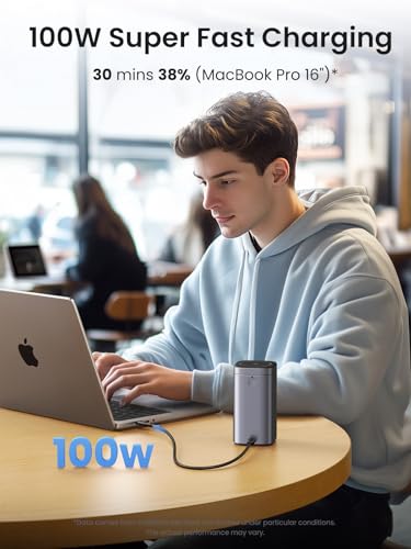 UGREEN Nexode 20000mAh 145W Qi2 Wireless 2C1A Power Bank for MacBook | Qi2 15W wireless, 2C1A ports, TFT display, 72Wh. MagSafe compatible. Charges iPhone 17/16, MacBook