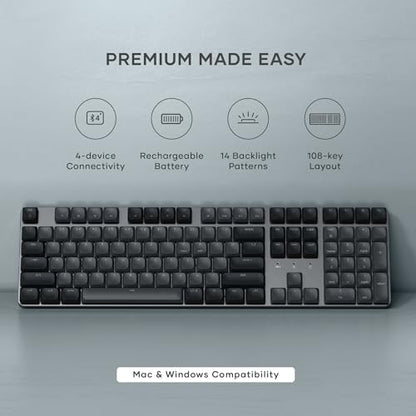 Satechi SM3 Mechanical Keyboard, White LED Backlit, Dark Gray/Gray | 108 Keys Full Size, Wired and Bluetooth, for Mac and Windows - color: Dark Gray/ Gray, size: 108 Keys