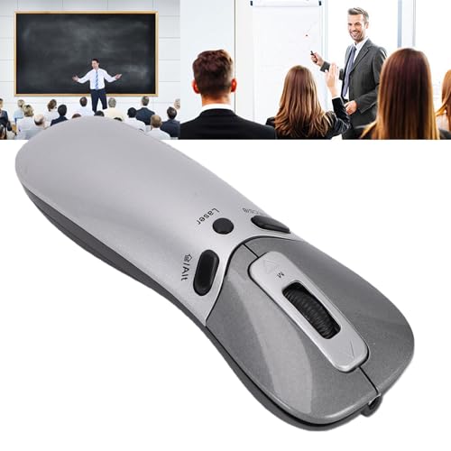 Zyyini Wireless Presentation Clicker, 2.4G Wireless Presenter PPT Remote with Pointer and Page Turning, USB Receiver, for Wins, for Android, for PC Laptop Projector