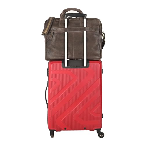 KomalC Leather briefcase 16 inch Laptop Messenger Bag for Men and Women Best Office Satchel Bag - color: Grey