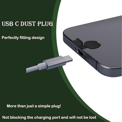 8 Pcs Dust Plug for Phone - USB C Port Cover Cap Protector Against Dust,Anti-Loss Plug for Phones,for iPhone 15/16/17 & Air, MacBook Pro/Air, Galaxy S24-S8, Pixel, Kindle,...