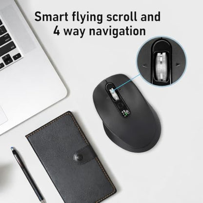 INFINMIND Wireless Bluetooth Mouse, Multi Device (BT1/BT2 + 2.4G USB) Mouse for Laptop, iPad & Mac, 4-Way Scroll with Side Buttons, Silent Click Ergonomic Offce Mouse, Adjustable DPI - color: Black