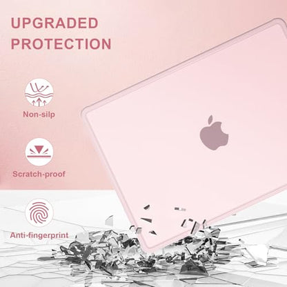 AKIT Compatible with MacBook Air 13 inch Case M5 2026 2025-2022 M4 M3 M2 A3449 A3240 A3113 A2681, [Anti-Cracking] Soft TPU Bumper+Keyboard Cover Cover for MacBook Air 13.6 inch, Pink Clear - color: Pink Clear