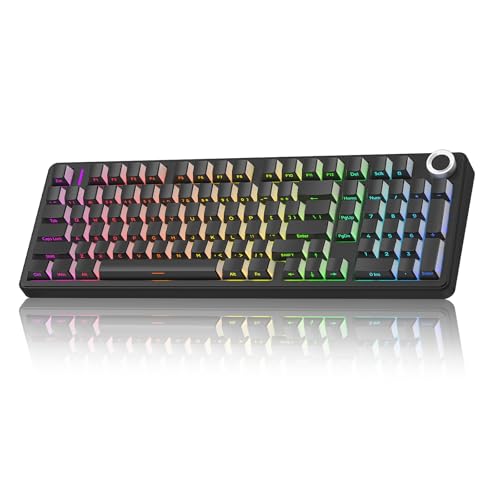 AULA F99 Pro Wireless Mechanical Keyboard-Silent Version,BT5.0/2.4GHz/USB-C Hot Swappable Custom Keyboard,Gasket Structure,Pre-lubed Linear Switches RGB Backlit Computer Gaming Keyboards,Black - color: Black