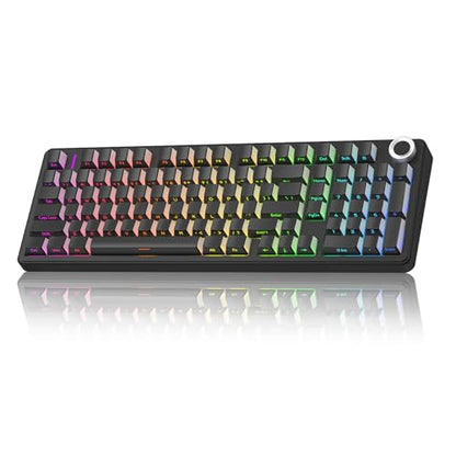 AULA F99 Pro Wireless Mechanical Keyboard-Silent Version,BT5.0/2.4GHz/USB-C Hot Swappable Custom Keyboard,Gasket Structure,Pre-lubed Linear Switches RGB Backlit Computer Gaming Keyboards,Black - color: Black
