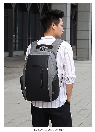 Men's Business Laptop Bag Multifunctional Rechargeable USB Backpack - color: Grey
