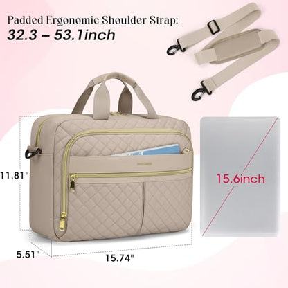 IGOLUMON Laptop Bag 15.6 Inch Laptop Briefcase for Women Men Waterproof Shoulder Computer Messenger Bag Large Laptop Bag Business Office Work Travel College, Khaki - color: Khaki