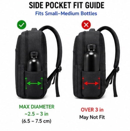 Modern Business Laptop Backpack with USB Charging Port, Black Water-Resistant Material, Front Zip Pocket, Minimalist Design
