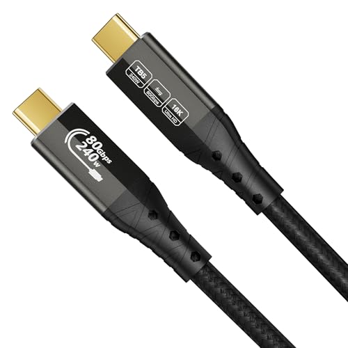 ZIKNYDO USB 4 for Thunderbolt 5 Cable, USB C 80Gbps Data Transfer, 120Gbps Bandwidth for 16K/Dual 8K Displays, PD3.1 240W Charging-1.6FT/0.5m, for Thunderbolt 4, SSD, MacBook M4 Pro/Max, Docking, eGPU - size: 1.6FT*1