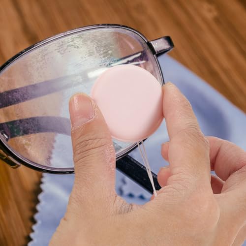 GLEAVI Pouch Microfiber Cleaning Cloth - 6pcs Mini Phone Screen Wiper Macaron Shape - Portable Lens & Screen Cleaner Cloth Keychain Glasses Eyeglass Brush (Pink,Blue)