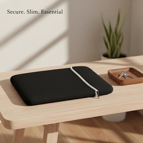 Neoprene Laptop Sleeve, Case for 13-Inch Laptops, Cushioned Interior Against Scratches and Bumps in Backpacks, Black