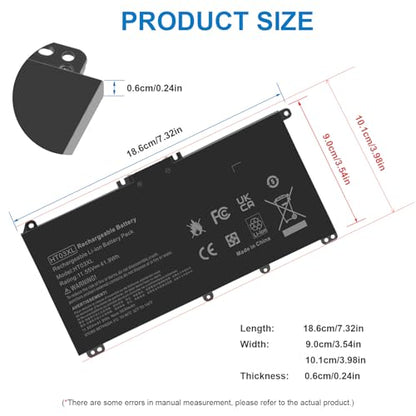 HT03XL Battery for HP Pavilion 15-cs0xxx 15-cs1065cl 15-da012dx 14-dk1013dx 15-cu1xxx 17-by0xxx 15-CS0053CL 15-dw0043dx 15t-dw100 15z-cw100 17-by1053dx 15-DA0033WM 14-CE0034TX 14-CE0064ST 14-CE1056WM - size: 7.32*3.54*0.24inch HT03XL