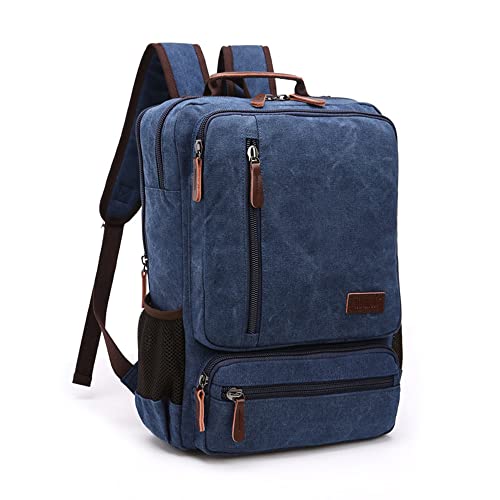 Executive Canvas Backpack for Heavy Duty Notebook Travel, r.blue