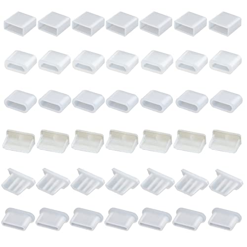 42 PCS 6 Types USB Anti Dust Cover Plugs, Anti Dust Cover Protector Plugs Cap for USB A, Type C, Micro USB Female and Male Ports, USB Type-C Dust Stopper, Silicone Soft Micro USB Cap Port Protector - size: 42PCS-White