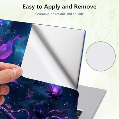 Laptop Skin Sticker Decal, Universal Reusable Vinyl Laptop Cover for 12" 13" 13.3" 14" 15" 15.4" 15.6" Notebook PC, Reusable Waterproof Scratch-Resistant with 2 Wrist Pads,Lotus Flowers Art - color: Lotus Flowers Art