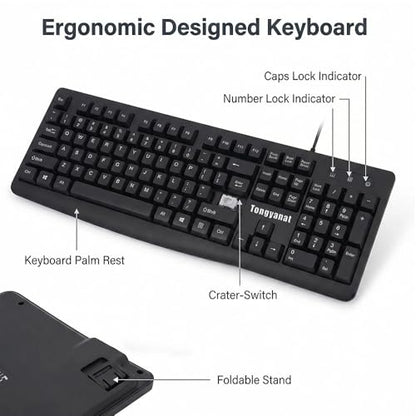 Tongyangat Wired Keyboard and Mouse Combo, Full-Size USB Keyboard with Numeric Keypad, Ergonomic Wired Mouse, Plug & Play, Compatible with Windows, Mac, Laptop, Desktop, Computer (Black) - color: T907-Black