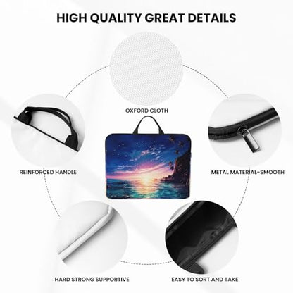 14 inch Laptop Sleeve with Handle Shockproof Laptop Bag Waterproof Computer Cover Bag Night Ocean Briefcase