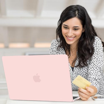AKIT Compatible with MacBook Air 15 inch Case 2026 2025-2023 M5 M4 M3 M2 A3448 A3241 A3114 A2941, Slim Matte Hard Shell Laptop Case+Screen Protector+Keyboard Cover for MacBook Air 15 inch, Chalk Pink - color: Chalk Pink
