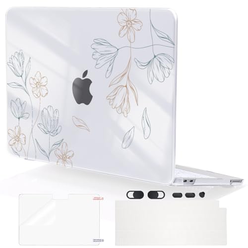 Compatible with MacBook Neo 13 inch Case 2026 (Model A3404), Printed Pattern Hard Shell Laptop Case with Keyboard Cover & Screen Film, Slim Plastic Protective Cover, Line Flower - color: Line Flower