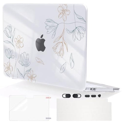 Compatible with MacBook Neo 13 inch Case 2026 (Model A3404), Printed Pattern Hard Shell Laptop Case with Keyboard Cover & Screen Film, Slim Plastic Protective Cover, Line Flower - color: Line Flower