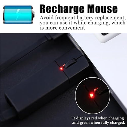 Wireless Bluetooth Mouse, Mini 3-Mode (BT4.0/5.0+2.4G) Noiseless Rechargeable Travel Mice with Mouse Case, 3 Buttons 1200 DPI Ultra Lightweight Portable Wireless Mice for Desktop Laptops PC（Black） - color: Black