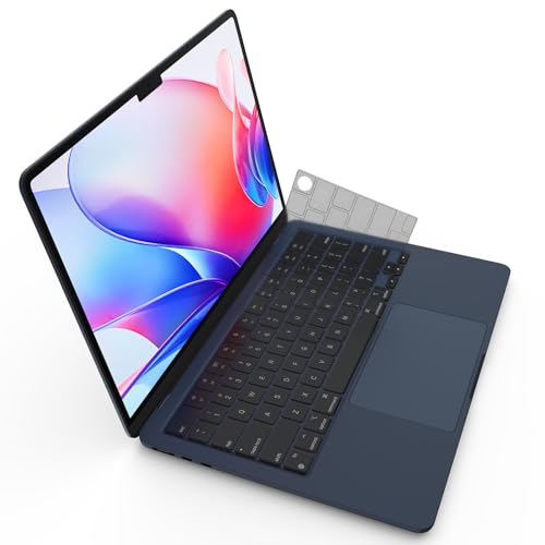 Soonjet Ultra Thin Keyboard Cover for MacBook Pro 14 16 & MacBook Air 13 15 | Premium TPU Protector for MacBook Pro 14/16 M1-M5 Pro/Max and MacBook Air 13/15 M2-M5, Touch ID Cutout, US ANSI Layout - color: Smokey(Surround Touch ID)