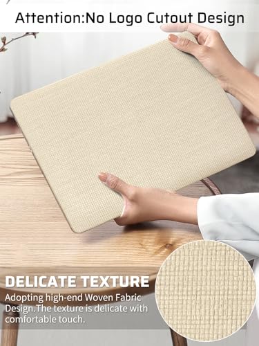 Seorsok Compatible with MacBook Air 13 Inch Case2022 2021 2020 2019 2018 Release A1932 A2179 M1 A2337,Elegant Fabric Leather Plastic Hard Shell Case with Keyboard Cover,Khaki Wovenb No Logo Cutout - color: Khaki, size: Air13（A1932 A2179 M1 A2337）