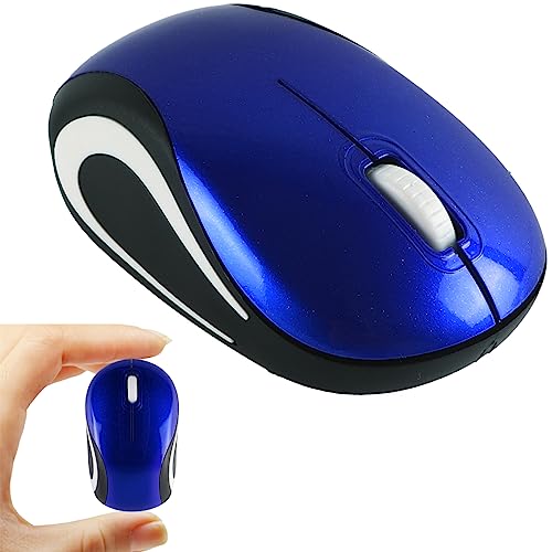 YOCUNKER Wireless Mini Mouse Ultra Portable, 1000DPI Computer Mouse Cordless, 2.4 GHz with USB Receiver, Optical Tracking, 3-Buttons, PC/Laptop (Blue) - color: blue