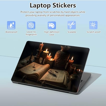Universal Laptop Skin Sticker with 2 Wrist Pad Skins, Waterproof Scratch Resistant Vinyl Laptop Cover Decal, Cut to Fit for 11–15.6 Inch MacBook HP Dell Lenovo, Magic Book - color: Magic Book