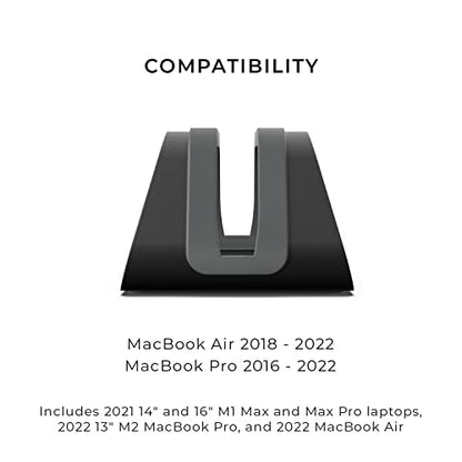 HumanCentric Vertical Laptop Stand Compatible with MacBook Pro and MacBook Air, Holder for Personal Computer Desk Stand, Aluminium, Exchangeable Inserts to Fit Different Device Models, Black - color: Black