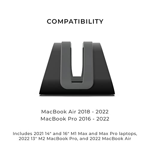 HumanCentric Vertical Laptop Stand Compatible with MacBook Pro and MacBook Air, Holder for Personal Computer Desk Stand, Aluminium, Exchangeable Inserts to Fit Different Device Models, Black - color: Black