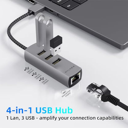 WALNEW USB A to Ethernet Adapter, USB 3.0 to RJ45 Gigabit for Computer | Plug & Play LAN Connection, USB A to Gigabit Ethernet for Mac, MacBook Pro/Air, Samsung Galaxy Tab