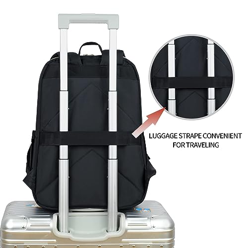 KROSER Laptop Backpack 15.6 Inch Stylish Daypack with USB Charging Port, Water-repellent Nylon Backpack Backpack for Travel/Business/Women/Black | Water-repellent fabric, multi-compartment,adjustable padded shoulder straps and luggage strap-Black - color: