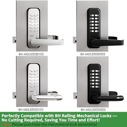 Steel Gate Lock Box (1 3/4" Thickness) - for All BH Railing Mechanical Code Lock, Lock Box for Metal Gates and Fence (NOT for Aluminum GATE), 2 3/8"(60mm) - 2 3/4" (70mm) Backset, BH-SLB4512000 - color: unfinished - Lock Box