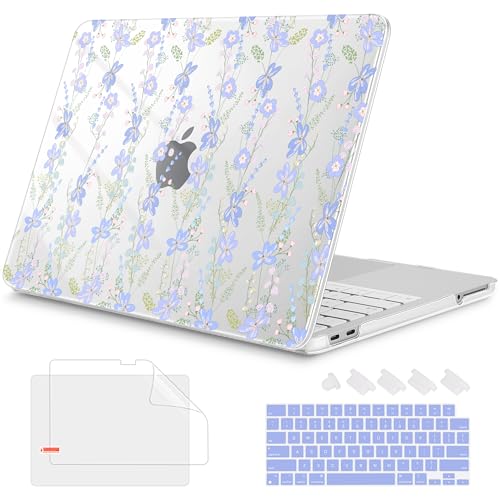 Mektron Case for 2026 MacBook Neo 13-inch A18 Pro chip A3404 Laptop Cover with 13-inch (Diagonal) Liquid Retina Display+ Keyboard Cover+ Screen Protector, Blue Floral - color: Blue Floral