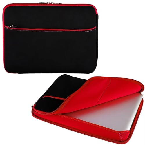 13 13.3 Inch Laptop Sleeve Neoprene Protective Case for Laptops and Tablets, Slim Lightweight Cover for Men and Women - color: Black / Red