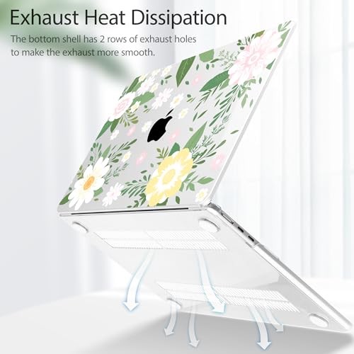 Tuiklol for 2026 2025 2024 2023 MacBook Air 15 inch Case Model M5 A3448 M4 A3241 M3 A3114 M2 A2941 Hard Shell Case for MacBook 15.3'' Cover, Flowers White - color: Flowers White