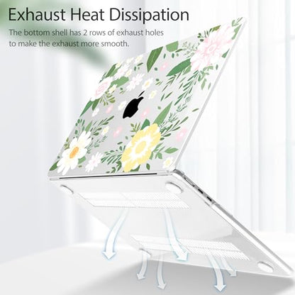 Tuiklol for 2026 2025 2024 2023 MacBook Air 15 inch Case Model M5 A3448 M4 A3241 M3 A3114 M2 A2941 Hard Shell Case for MacBook 15.3'' Cover, Flowers White - color: Flowers White
