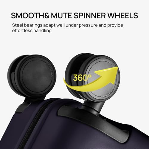 NINETYGO Carry On Luggage 22x14x9 Airline Approved, 20 Inch Suitcase with Front Compartment, Lightweight PC Hard Shell, Cup Holder, Clamshell, TSA Lock, Spinner Wheels (Blackcurrant Oolong) - color: 04-Blackcurrant Oolong, size: Carry-On 20-Inch (Clamshel