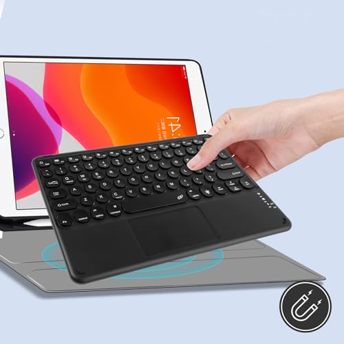 Bluetooth Keyboard with Touchpad, 10 inch Ultra Silm 7 Colors RGB Backlit Wireless Keyboard Universal Rechargeable Portable Keypad with Trackpad for iPad iOS Android Windows Laptops PC(Black) - color: black