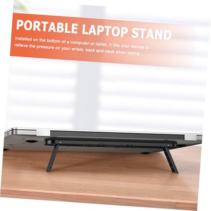 Ipetboom Portable Foldable Laptop Stand Heightened Plastic Notebook PC Holder for Travel and Home Office Use, Black Compact Computer Bracket with Folding Design