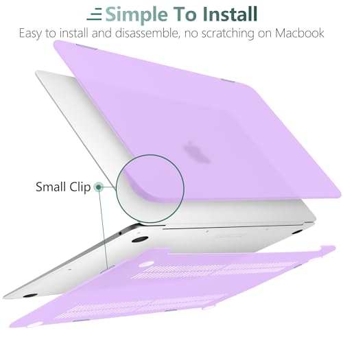 DONGKE Compatible with MacBook Air 13 inch Case 2021 2020 2019 2018 Release Model: M1 A2337 A2179 A1932, Matte Hard Case Cover for MacBook Air 13 inch with Retina Display Fits Touch ID - Purple - color: Purple