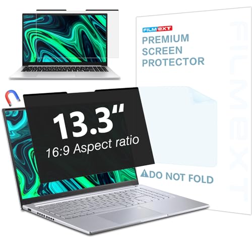Magnetic Laptop privacy screen 13.3 inch for 16:9 Widedisplay | Removable Laptop Privacy Screen Shield Anti Glare Blue Light Filter Compatible with HP/Dell/Acer/Lenovo/Asus - color: Black, size: B-13.3 inch 16:9 Aspect