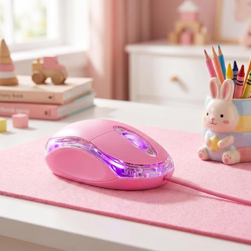 SOON GO Kids Mouse 2 Pack [Pink Blue] for Laptop Mini USB Optical Wired Mice fit for Kids Girls Lady use Compatible with Computer Laptop PC Desktop Windows 7/8/10/XP Vista and Mac - color: bluepink