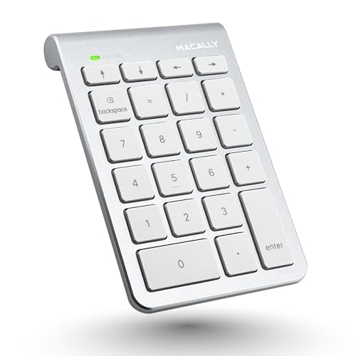 Macally Bluetooth Number Pad for Laptop - Wireless Numeric Keypad - 22 Key Numeric Keypad for Data Entry, Numpad Compatible with Mac, iMac, MacBook, iPad, iPhone, iOS, Laptop, PC, Android - Silver - color: Silver