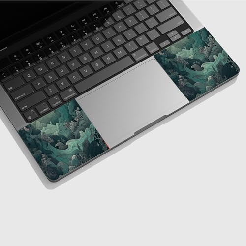 Universal Laptop Skin Sticker with 2 Wrist Pad Skins, Waterproof Scratch Resistant Vinyl Laptop Cover Decal, Cut to Fit for 11–15.6 Inch MacBook HP Dell Lenovo, Green Wave - color: Green Wave