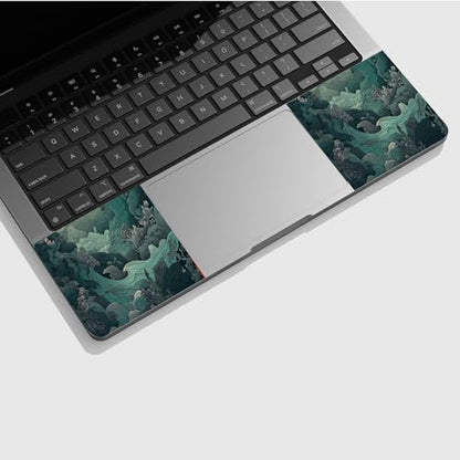 Universal Laptop Skin Sticker with 2 Wrist Pad Skins, Waterproof Scratch Resistant Vinyl Laptop Cover Decal, Cut to Fit for 11–15.6 Inch MacBook HP Dell Lenovo, Green Wave - color: Green Wave