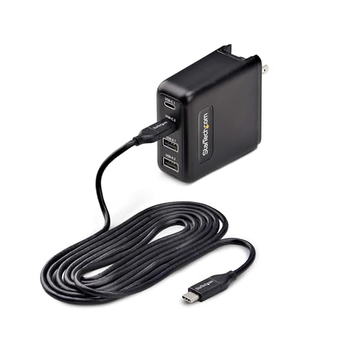 StarTech 100W GaN USB-C Wall Charger, Power Adapter for MacBook Pro/Air | Dell XPS, iPhone 15/Pro, iPad Pro, 2x USB-C/2x USB-A, Fast Charging Portable GaN Charger