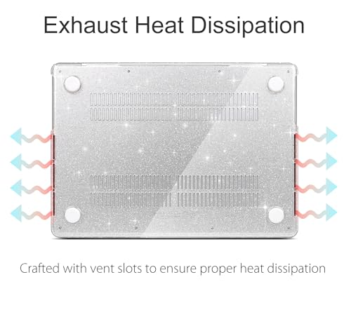 UESWILL for MacBook Pro 14 inch Case M5 M4 M3 M2 M1 A3427 A3426 A3434 A3401 A3185 A3112 A2992 A2918 A2779 A2442 (2021-2026), Glossy Sparkling Hard Shell Cover + Microfiber Cloth, Glitter Clear - color: Glitter Clear, size: MacBook Pro 14" (M1 M2 M3 M4 M5)